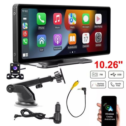 10.26" DVR With Cam Touch Screen Car Stereo Portable Apple Carplay Android Auto