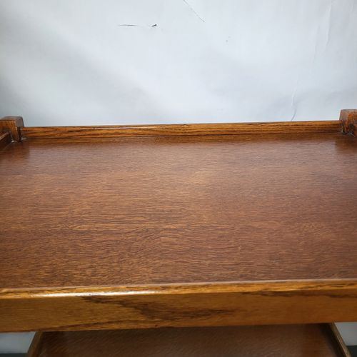 Mid Century Oak Serving Drinks Trolley Two Tier Cocktail Trolley Caster Wheels  — image 13