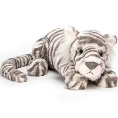 Jellycat Large Sacha Snow Tiger Retired Wild Cat Toy Plush Doll Tags & Dust Bag