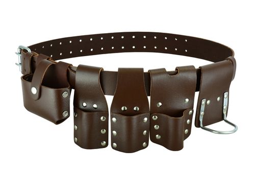 Scaffold Leather Tool Belt | 4PC Tools Set | Ratchet Spanner Tape Hammer Holder  — image 4