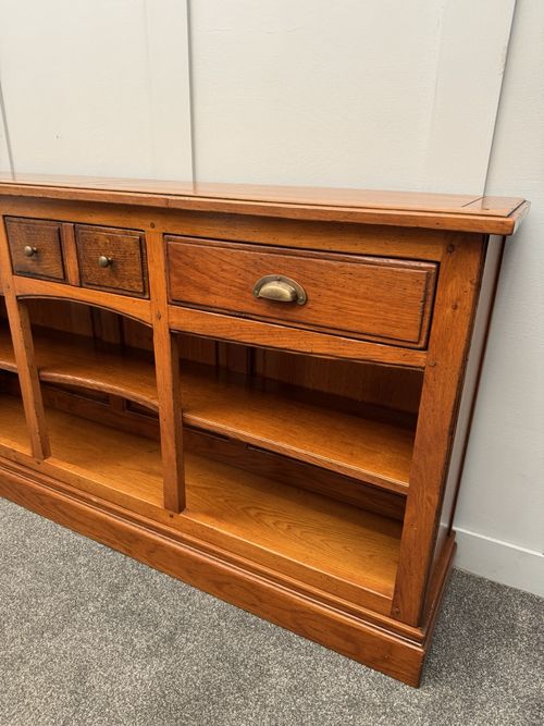Antique Style Solid Oak Bookcase Sideboard Shelving Cabinet With Drawers — image 5