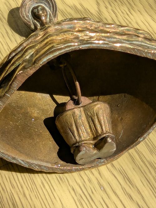 Antique Victorian brass bell lady with her feet as the clapper 2 3/4" perfect  — image 2