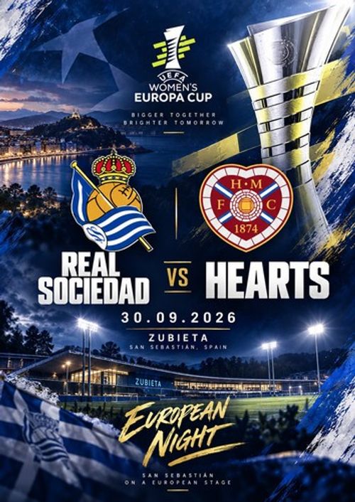 REAL SOCIEDAD Spain v HEARTS Scotland 30 September 2026 Womens EC FAN edit