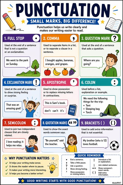 A4 Laminated Punctuation Poster | KS2 KS3 English Grammar Learning Chart | Educa — image 1