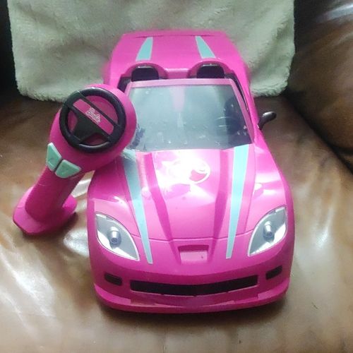 Barbie Pink & Silver Remote Control Convertible Car Vehicle Set w/ Controller — image 3