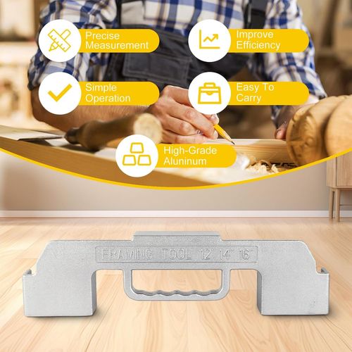 3 in 1 Framing Tools,12/14/16 Inch on Center Stud Layout Tool,Cast Aluminum — image 4