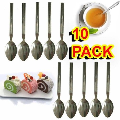 10x Tea Spoon Cutlery Set Teaspoons Tea Coffee Spoons Stainless Steel Silver UK