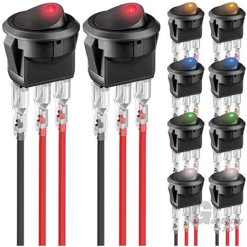 12V/24V Boat Car Van LED Illuminated Dash ON-OFF Round Rocker SPST Toggle Switch