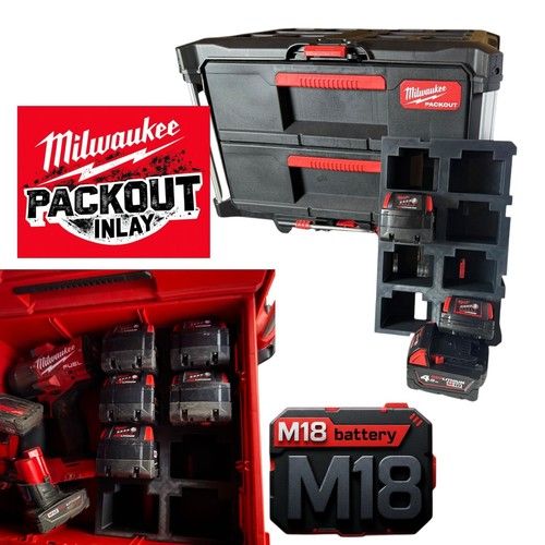 Milwaukee PACKOUT 2 Drawer Insert 8x M18 5.0Ah Battery Holder