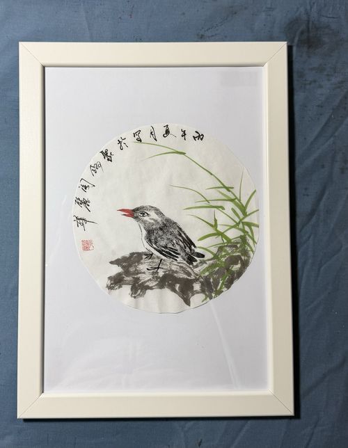 Yeh Signed Chinese Asian Style Framed Paper Painting Flowers Birds Dragonfly — image 21