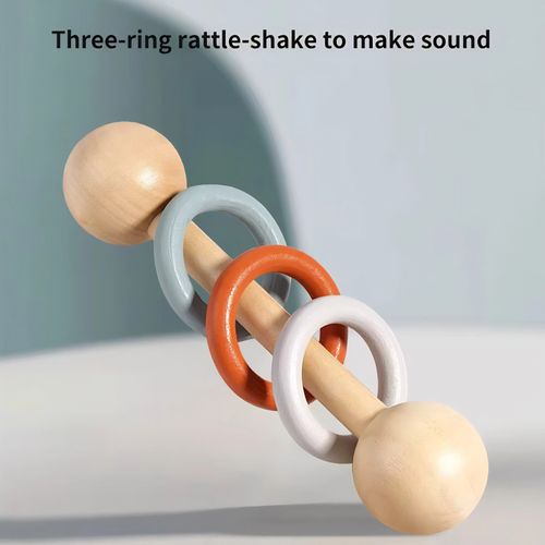 Wooden Teether Baby Musical Toy Sensory Toys Shake Jingle Rattle Toy Gift set — image 5