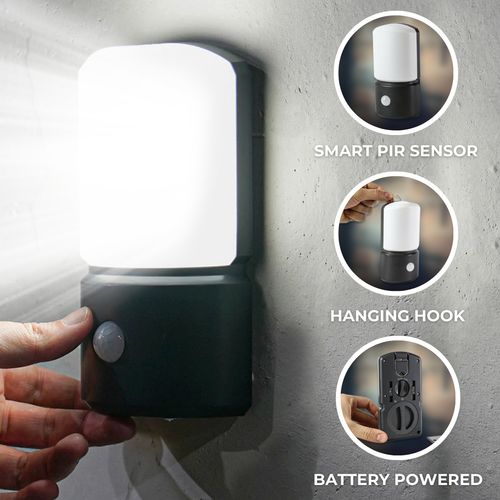 Battery LED Motion Sensor Security PIR Wall Light Outdoor House Lamp Garden — image 2