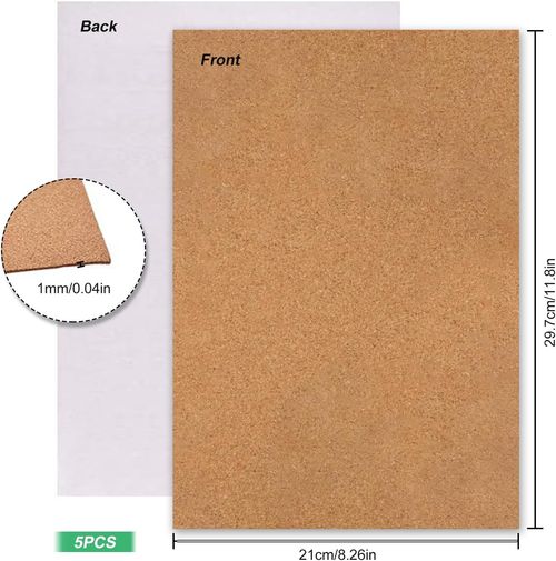 Self Adhesive Cork Sheet, 5Pcs Adhesive Cork Backing Sheets Board 1Mm Thick for — image 2