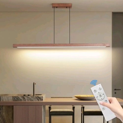 Mikeru Walnut Pendant Light 100cm Dimmable Wood Ceiling Lamp Remote Control