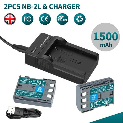 2pcs Battery & Charger For Canon NB-2LH BP-2L12 BP-2L14 NB-2L18 EOS 350D 400D