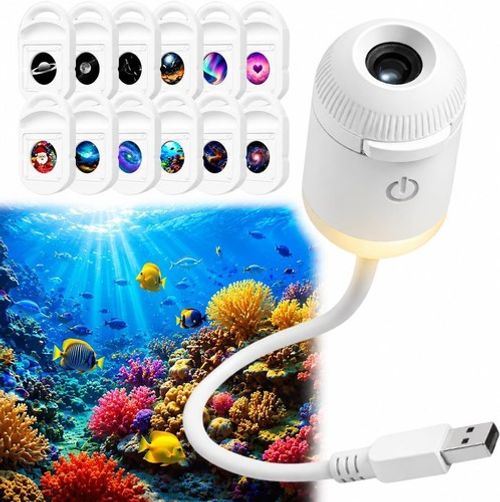 LMIX Galaxy Projector 2-in-1 5D Star Ceiling Lamp, USB HD 360° Sky, 24 Films
