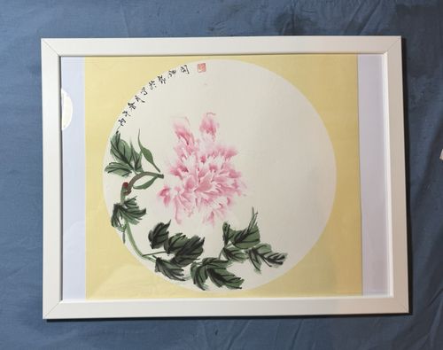 Yeh Signed Chinese Asian Style Framed Paper Painting Flowers Birds Dragonfly — image 11