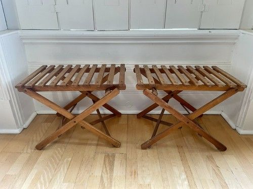 pair Of Vintage/Antique Wooden Folding Luggage Stand /Rack