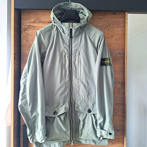 Stone Island Micro Reps Green Hooded Zip Jacket, Polyester, Men’s M