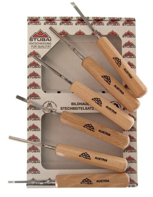 Stubai Micro Carving Iron Set 6pc Carving Tool Set 100mm Handle 5856 Wood