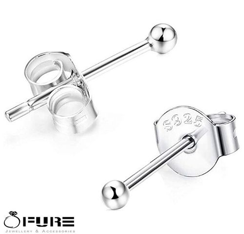 Tiny Small Hypoallergenic Solid 925 Sterling Silver Ball Bead Ear Stud Earrings — image 5