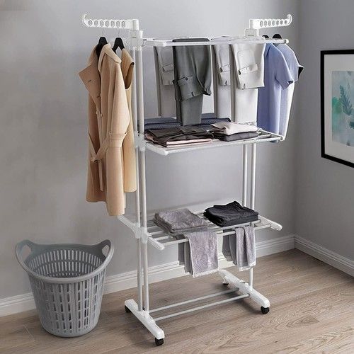 Neo Airer Clothes Horse 4 Tier Drying Rack Folding Side Wings Rail Laundry Stand