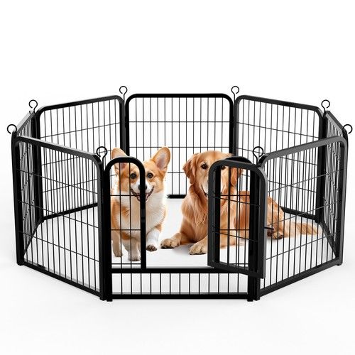 6/8 Panel Dog Pen Pet Puppy Playpen Metal Exercise Play Fence for Indoor Outdoor