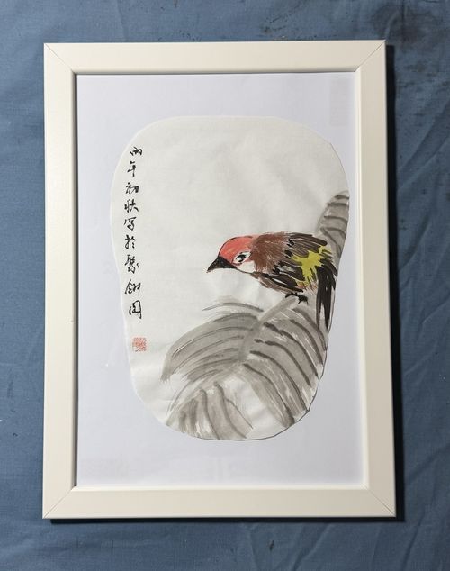Yeh Signed Chinese Asian Style Framed Paper Painting Flowers Birds Dragonfly — image 16