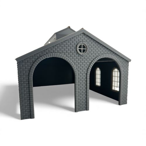 O Gauge 1:43 Double Engine Shed – 3D Printed Model Railway Building (Unpainted) — image 6