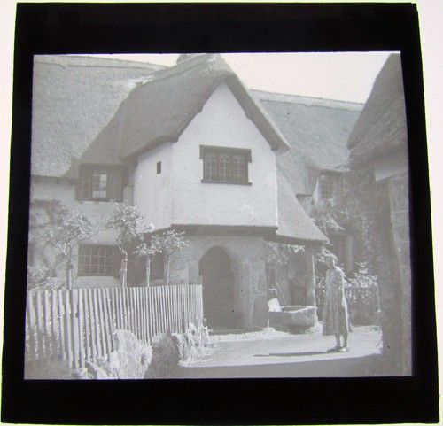 Glass Magic Lantern Slide LUSTLEIGH COTTAGE C1900  DEVON