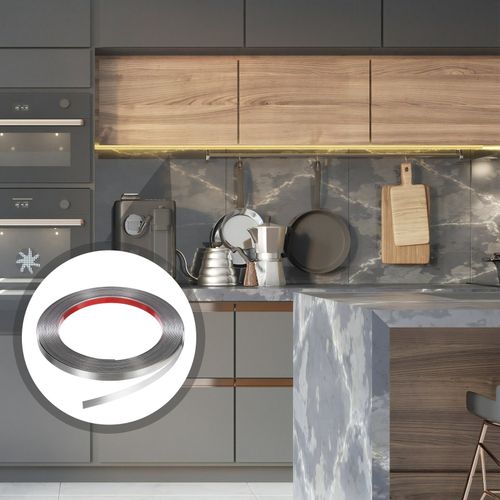 Wall Molding Trim 32.8 ft x 0.4 Inch Peel and Stick Strip Brushed Silver — image 5