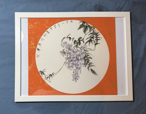 Yeh Signed Chinese Asian Style Framed Paper Painting Flowers Birds Dragonfly — image 14