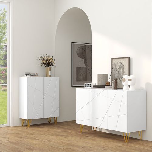 HOMCOM Storage Cabinet, Sideboard with Adjustable Shelves, White — image 2