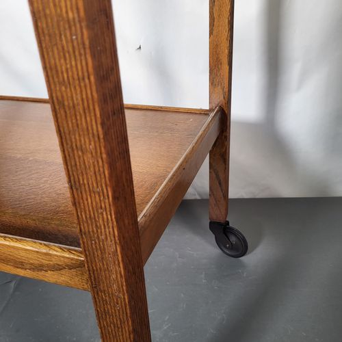 Mid Century Oak Serving Drinks Trolley Two Tier Cocktail Trolley Caster Wheels  — image 19