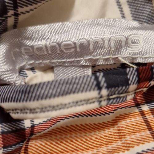 Red Herring Girls Size S Check Puffer Jacket Padded Zip Beige Orange Navy — image 3