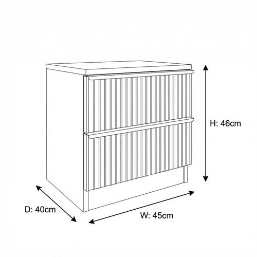 Lania Beige 2 Drawer Scalloped Bedside Table Bedroom Storage — image 7