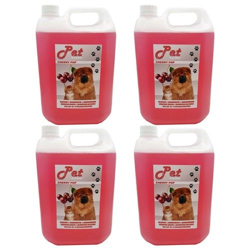 Pet Cattery Kennel Disinfectant Deodoriser Cleaner Pet Guard 4 x 5L Cherry Pop