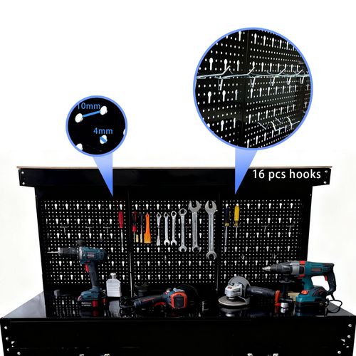 SwitZer Heavy Duty Metal Workbench Garage Table Pegboard Shelf Drawer Workshop — image 5
