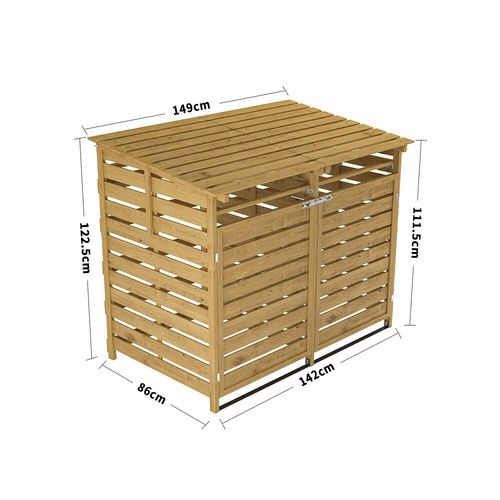 Wheelie Bin Storage Wooden Store Cover Garden Double/Triple Rubbish Dustbin Shed