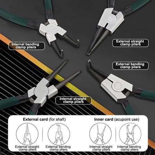 4PC 7" Circlip Pliers Set Internal External Bent Straight Ring Remover Retaining — image 4