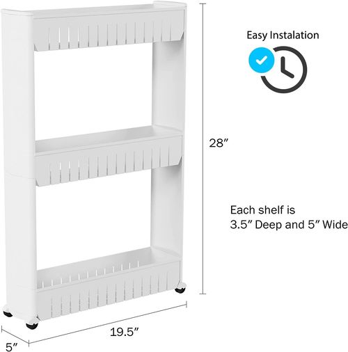 Slide Out Storage Tower Folding 3 Tier Rolling Castor Kitchen Trolley Spice Rack — image 3