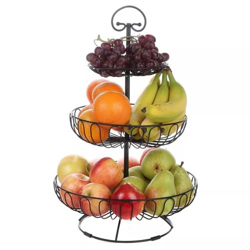 3-Tier Stainless Steel Fruit Basket Stand for Kitchen and Home Storage — image 2