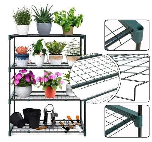 Garden 4-Tier Stand Shelving Unit Storage Greenhouse Organiser Flower Plant Rack