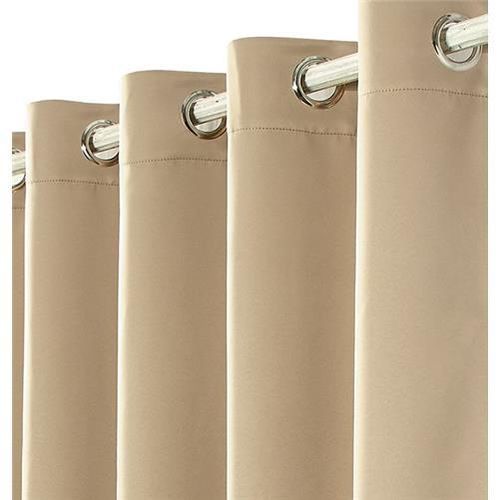 Pair of EYELET Ring Top Thermal BLACKOUT LINED Plain Curtains + Tie Backs — image 3