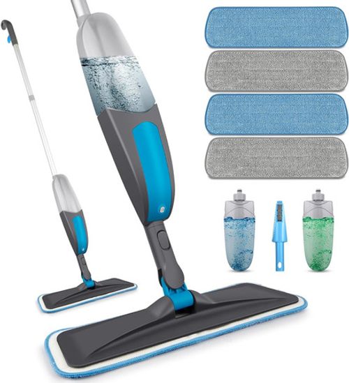 BPAWA Microfiber Spray Mop Floor Cleaning Wet Dry 360 Degree Spin Bottle Pads