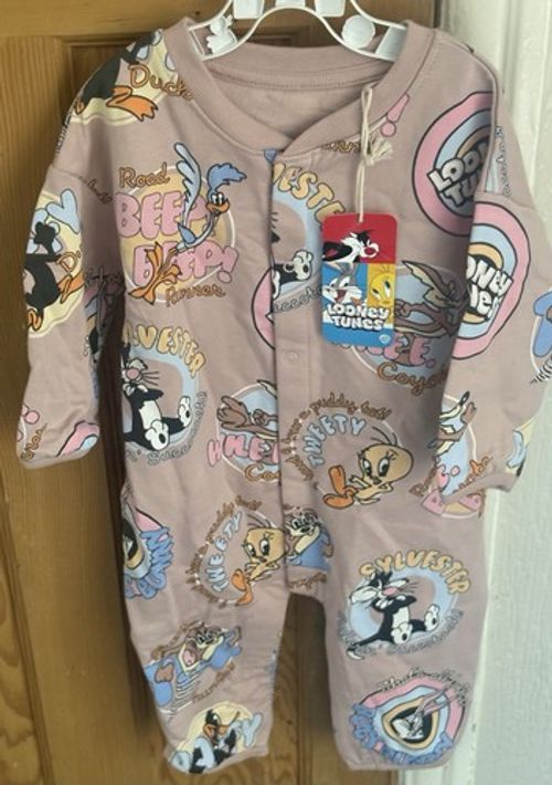 Looney Tunes Baby Tweety Babygrow One-Piece Long Sleeve 3-6 Months Pink