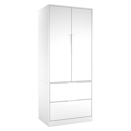 FUJI 2 Door 2 Drawer Minimalist Bedroom Wardrobe Storage & Hanging Rail 180cm