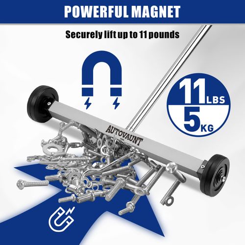 17" Rolling Magnetic Sweeper w/ Wheels Pick Up Nails Screws Adjustable Handle — image 6