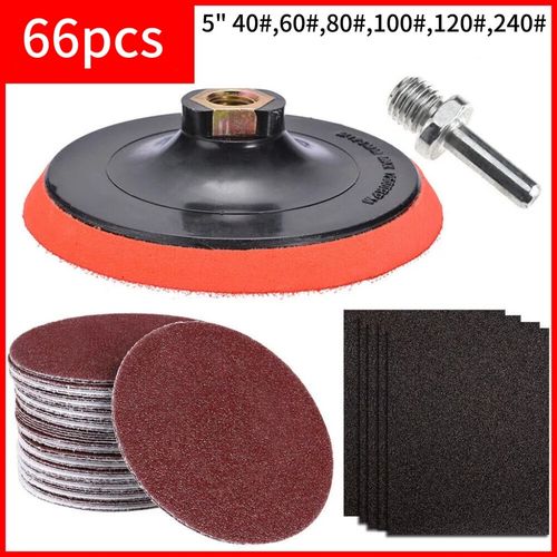 66Pcs Sanding Disc Kit Hook & Loop 125mm Attachment Drill Grinder Backing Pad UK — image 5
