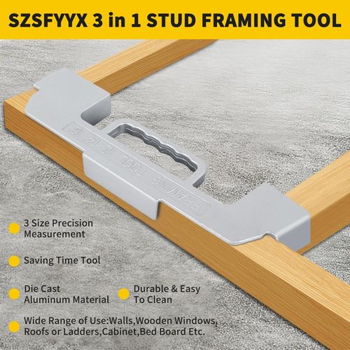 3 in 1 Framing Tools,12/14/16 Inch on Center Stud Layout Tool,Cast Aluminum — image 2